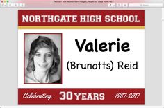 a red and yellow school id card with the name valerie brunnots