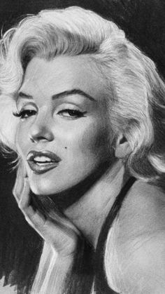 a black and white drawing of a marilyn monroe