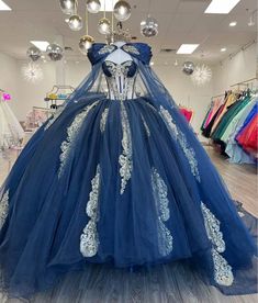 Navy Blue Quinceanera Dresses With Cape Princess Sweet 14 16 Girls Birthday.  "This pin contains affiliate links, which means I may earn a commission at no cost to you extra for you".   #affiliate #advertising" Quince Dresses Royal Blue And Silver, Quinceanera Dresses Navy Blue, Navy Blue Sweet 16 Dress, Quinceanera Dresses Dark Blue, Dark Blue Quinceanera Dresses, Navy Blue Quinceanera Ideas, Rapunzel Quinceanera Theme, Navy Blue Quinceanera Dresses