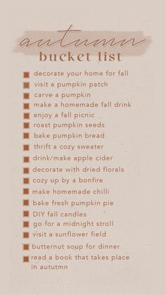 a menu listing the different types of pumpkins and what to put in them for guests