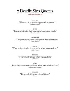 an image of the title page for seven deadly sin's quotes, written in black and