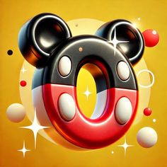 an image of mickey mouse's head with bubbles around it