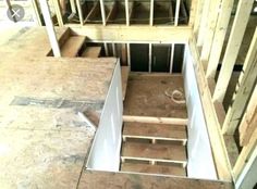 the inside of a house being built with wooden framing and metal studs on the walls