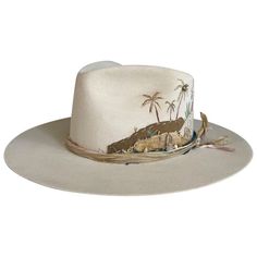 Desert Details, Hand Painted Hats, Burned Hats, Hat Burning, Hat Maker, Hats Ideas, Hat Bar