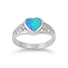 Blue Simulated Opal Swirl Cutout Heart Love Ring Sterling Silver Thumb Band Cubic Zirconia Female Size 8 All our silver jewelry is crafted from .925 silver also commonly referred to as sterling silver. Sterling silver is the standard for beautiful high-quality silver jewelry and can not be replicated by lower priced silver plated jewelry. It is 92.5% pure silver, mixed with alloys to add strength and durability to stand the test of time. We promise superior service which includes fast shipping, Beautiful Promise Rings, Opal Heart Ring, Heart Promise Rings, Silver Jewelry Accessories, Womens Silver Jewelry, Heart Band, Blue Engagement Ring, Silver Gold Jewelry, Infinity Heart