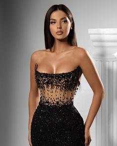 Prom 2k24, Short White Dress Wedding, Evening Dress Beaded, Knee Length Wedding Dress, Mini Wedding Dresses, Prom Dress Styles, Black Prom, White Short Dress, Black Evening Dresses