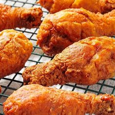 fried chicken on a cooling rack ready to be cooked