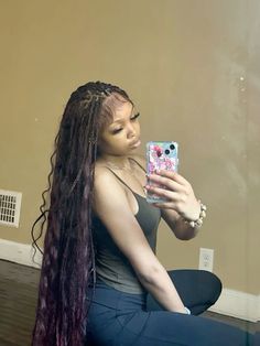 Burgundy Boho Knotless Braids, Peekaboo Braids, Boho Knotless, Cute Braided Hairstyles, Cute Box Braids Hairstyles, Quick Braided Hairstyles, Protective Hairstyles Braids, Hair Twist Styles, Natural Curls Hairstyles