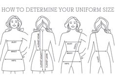 how to determine your uniform size for all types of women's dresses and skirts