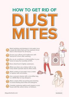 a poster with instructions on how to get rid of dust mites in the bathroom