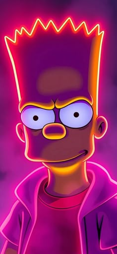 the simpsons is wearing neon colors and has his eyes glowing in the dark, as if he