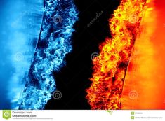 fire and water in different colors on a black background stock photo - image 34987