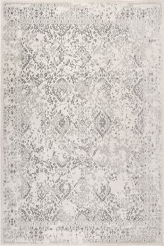 an area rug with grey and white colors