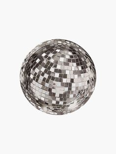 a shiny mirror ball on a white background