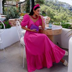 Cotton Pink Bag Black Dress, Zara Fuchsia Dress, Tight Pink Dress, Zara Midi Dress, Satin Evening Gown, Puff Sleeve Midi Dress, Olive Green Dresses, Balloon Sleeve Dress, Dress Simple