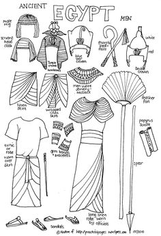 an ancient egyptian dress pattern with instructions to make it