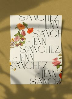 an image of some type of paper with flowers on it and the words san francisco written in different languages