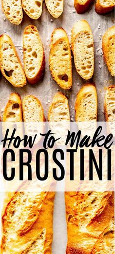 how to make crostini on a sheet of parchment paper with text overlay