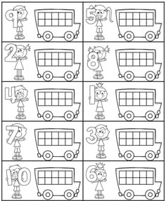 a worksheet for children to learn how to write the numbers in their school bus