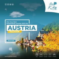 an advertisement for the austrian travel company