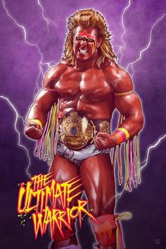 an image of a wrestler with lightning in the background