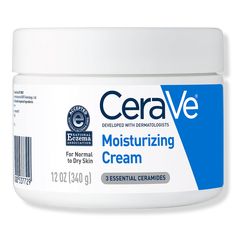 Moisturizing Cream, Body & Face Moisturizer for Balanced to Dry Skin - MOISTURIZING CREAM NORMAL/DRY 12.0OZBenefitsProvides 24-hour hydration and helps restore the skin's barrier with three essential ceramidesRich, velvety moisturizing cream formula features hyaluronic acid to leave dry skin feeling smooth and comfortableSuitable for use as a face cream, body cream and hand creamAbsorbs quickly to soften skin without leaving a greasy or sticky feelIdeal for all skin types, including sensitive sk Moisturizing Cream Face, Cerave Moisturizing Cream, Cream Face, Body Lotion Cream, Cream Body, Moisturizing Face Cream, Cream For Dry Skin, Moisturizing Cream, Moisturizer For Dry Skin