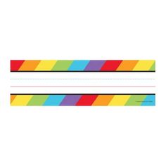 a colorful striped name tag on a white background