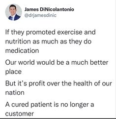 a tweet with the words james di nicolatonio on it and an image of a man in a suit