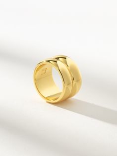 There�’s nothing we love more than a bold chunky ring so it should be no surprise that we’re obsessed with the Stacked Ring. This double ring makes a statement all on its own so you can pair it with more subtle gold rings, but only if you want. | Gold Chunky Stacked Ring in Size 7 | Women's Jewelry by Uncommon James Bulky Gold Rings, Gold Rings Chunky, Solid Gold Chunky Rings, Modern Gold-plated Chunky Chain Bracelet, Chunky Rings Colorful, Brass Band, Double Ring, Chunky Rings, Gold Ring Stack