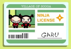 an id card with two cartoon characters and the words village of sooga on it