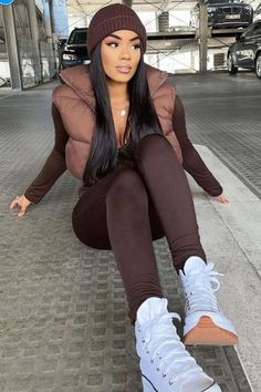 LW COTTON Zip Up Drawstring Puffer Vest Looks Hip Hop, 90s Outfits, Winter Fashion Outfits Casual, Cold Outfits, Looks Black, Cute Everyday Outfits, Baddie Outfits Casual, Mode Inspo, Cute Simple Outfits