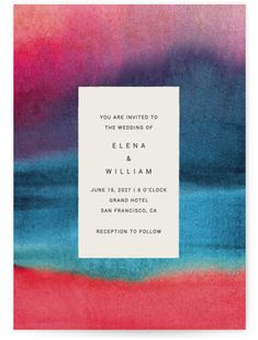 a wedding card with the words, you are invited to the wedding of ellen and william