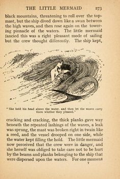 an old book page with text about the little mermaid and other things to see in it