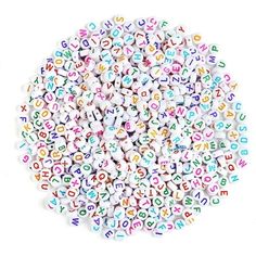 colorful letters are arranged in the shape of a circle on top of eachother