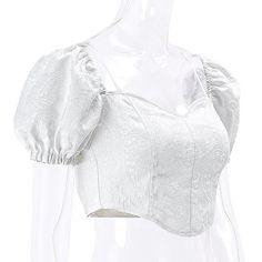 Please refer to our sizing chart for a guideline when choosing a size. 5 business days order processing time. 90% polyester 10% spandex. Chic Cropped Crop Top With Corset Back, Fitted Puff Sleeve Crop Top For Party, Spring Fitted Backless Blouse, Elegant Backless Crop Top For Summer, Trendy Cropped Top With Corset Back, White Puff Sleeve Crop Top For Party, Spring Tops With Corset Back And Stretch, Summer Backless Blouse, Spring Stretch Tops With Corset Back