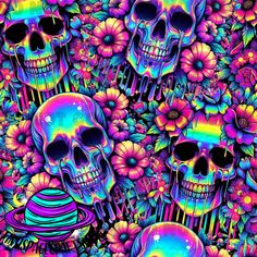 Colorful Skull Art, Halloween Wallpaper Iphone Backgrounds, Fest Temaer, Pop Art Images, Trippy Designs, Gem Crafts, Colorful Skulls, Cool Backgrounds Wallpapers, Skull Artwork