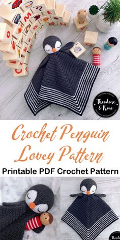 crochet penguin lovey pattern with instructions to make it