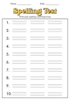 the spelling test worksheet for students to learn how to spell and use it