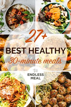 SAVE FOR LATER! These Healthy 30-Minute Meals are the easiest way to get dinner on the table in under 30 minutes and still have a nutritious, delicious dinner. Keep this list handy so that having healthy dinners is easy any day of the week!  #theendlessmeal #30minutemeals #easydinners #quickdinnerrecipes #healthydinners #healthymeals #weeknightdinner Weeknight 30 Minute Meals, Meals For The Week For One, Easy 30 Min Healthy Dinner Recipes, A Week Of Healthy Dinners, Health 30 Minute Meals, Recipes For The Week Dinner, Under 30 Minute Healthy Dinners, Healthy Dinner Recipes For Week, Best 30 Minute Meals