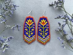 These flower seed bead earrings are made from selected Czech beads. Bright beaded earrings can be an excellent personalized gift for bridesmaids, Mother's Day, birthdays, Valentine's Day, Wedding day, Christmas, New Year, and for your loved ones. ♡ Length - 3.5'' (9 Centimeters) ♡ Width - 1.4'' ( 3.5 Centimeters) ♡ Quality Czech beads ♡ Stainless steel hooks/Silver 925 hooks The colors can slightly differ from the photo because of photography lighting and monitor settings. ♥ Back to my shop: https://www.etsy.com/shop/BohoBeadRoom My Instagram @boho.bead.room Fringe Bead Earrings, Prairie Flower, Boho Hippie Style, Brick Stitch Earrings, Earrings Colorful, Handmade Earrings Beaded, Beaded Earrings Patterns, Homemade Jewelry, Colorful Earrings