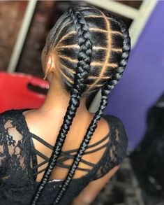 Follow me for more styles 💕 Save this pin for inspo on Back to school hairstyles, braids hairstyles, gemini hair, formal hairstyles, two braids, feedins, big fulani braids, back to school braids, straightback cornrows braids, mermaid braids, braided hairstyles box braids, braids for white women, 2 stitch braids, goddess braids, how to style box braids, boho braids hairstyle, braids for black women, braids for long hair, braids for short hair 2 Conrows Lines, Plaited Hairstyles For Black Women, Plaits Hairstyles Black Natural, 2 Stitch Braids, Big Fulani Braids, Hairstyles Two Braids, Straightback Cornrows Braids, Hair Braids For Short Hair, Braids Back To School