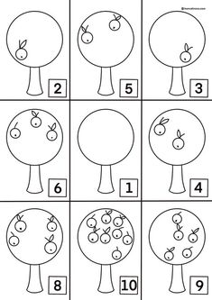 an apple tree worksheet for kids to learn how to draw and paint it