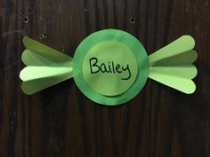 a paper plate with the word bailey on it