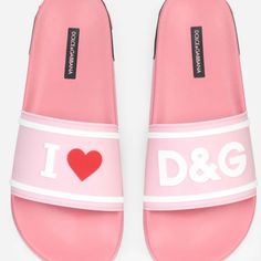 Bnwt D&G Poolslide In Pink Color Size 8 Embroidered Slippers, White Slides, Dolce Gabbana Shoes, Black Slides, Rhinestone Sandals, Crystal Brooch, Luxury Shoes, Slide Sandals, Pink Color