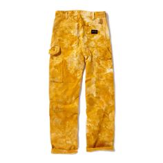 Deadstock vintage Stan Ray painter pant in durable cotton twill, dyed a la a chic carhartt. Each piece is one of a kind and individually hand dyed using low impact dyes. Features a high waisted, vintage silhouette, slim through the hips with a straight leg, carpenter pockets and a zip fly. Size up for a slouchier fit. 100% cotton Hand dyed in Philadelphia. Each piece is individually hand dyed and will vary in color + pattern. Gaga Outfits, Dyed Clothes, Ty Dye, Flat Felled Seam, Oc Stuff, Painters Pants, Bleach Tie Dye, Pants Details, Vintage Silhouette