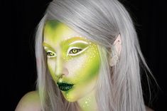 extraterrestrial - no clue why but I can't stop grabbing green shadows lately 🙄👽 • • • @katvondbeauty electric warrior metal crush,… Alien Halloween Makeup, Alien Make-up, Fantasy Make-up, Electric Warrior, Alien Makeup, Alien Halloween, White Wig, Galaxy Makeup, Alien Costume