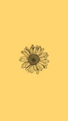 a drawing of a sunflower on a yellow background