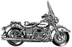 a black and white drawing of a motorcycle