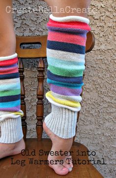 Leg Warmers From Old Sweaters, Diy Leg Warmers From Sweater, Leg Warmers From Sweater Sleeves, How To Make Leg Warmers Out Of Sweaters, Diy Leg Warmers 80s, How To Make Leg Warmers Out Of Socks, How To Make Leg Warmers, Diy Leg Warmers, Knitting Socks For Beginners