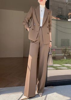 womens pantsuit Fall Suits For Women, Business Formals For Women Classy, Formal 3 Piece Suit Women, Womens Waistcoat Suit, High Waisted Suits For Women, Japanese Suits For Women, Ladies Pants Suits Classy, Coats And Pants For Women, Tops To Wear Under Blazers